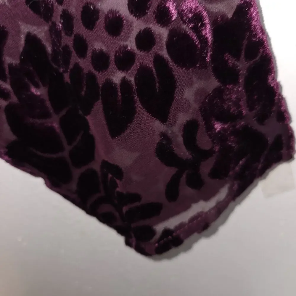 VTG Katy D Deep Maroon Babydoll Velour Velvet Burnout Dress PLUS 18/20 Floral